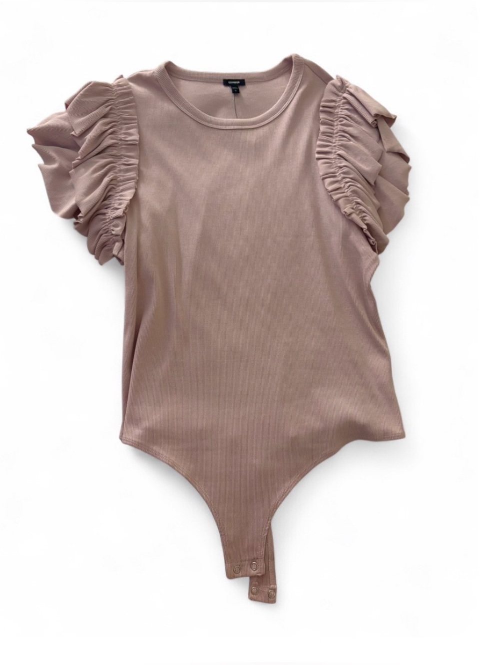 Express Ruffle Sleeve Bodysuit in Light Mauve/Pink